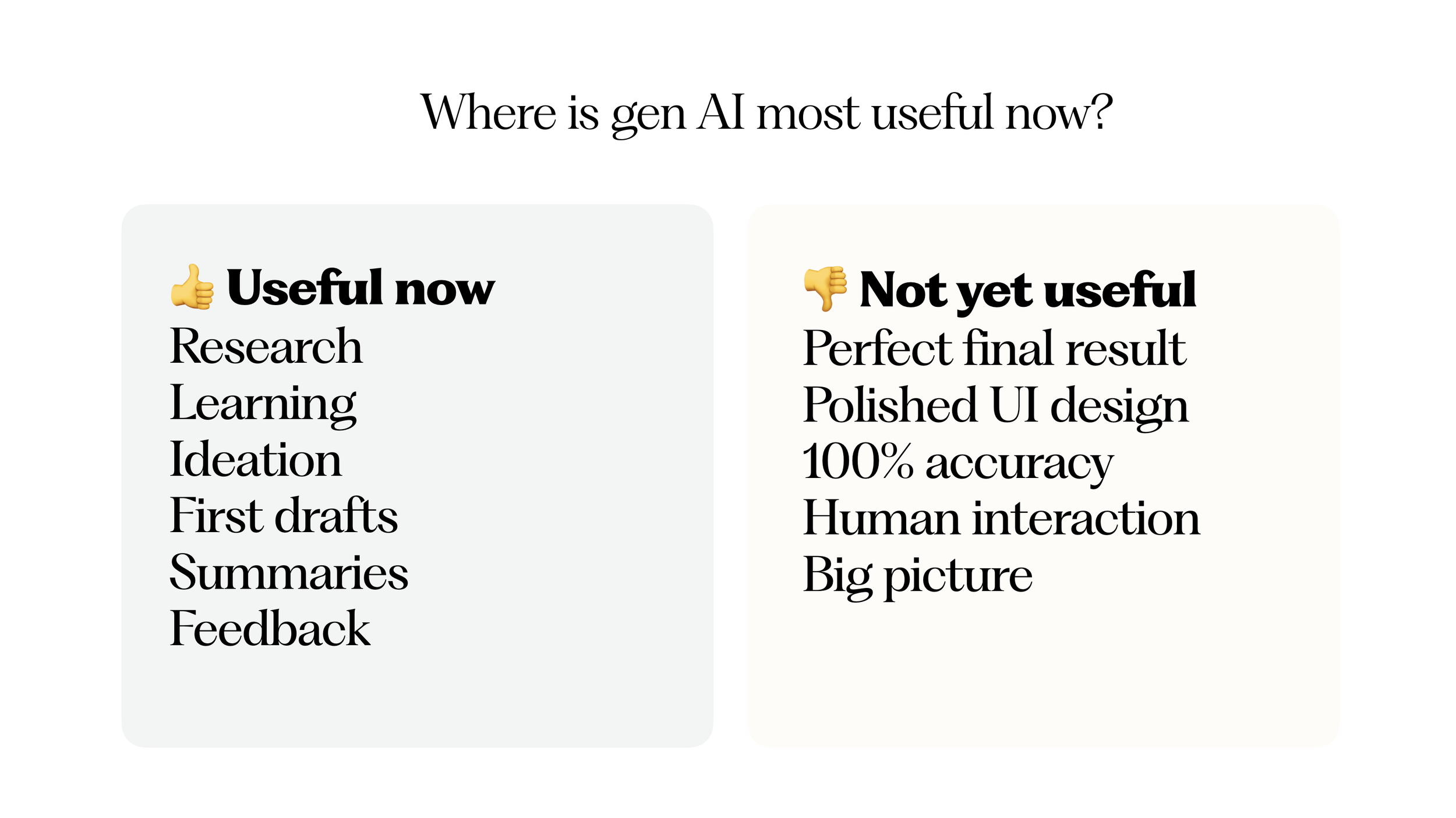 An overview of when to use and when not to use gen AI in design
